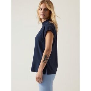 Athleta Womens Silk Hybrid Tee Size S Quiet Luxury Athleisure Office Career